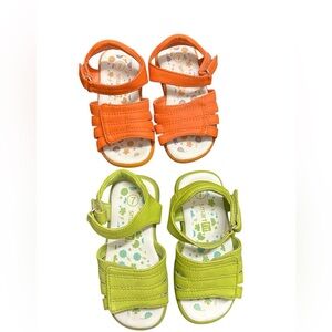 Smartfit Girl Sandals Size 7 Skid Resistant Velcro Closure Orange Green